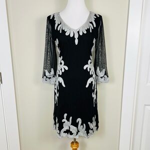 Joseph Ribkoff Black Dress with Silver Accents